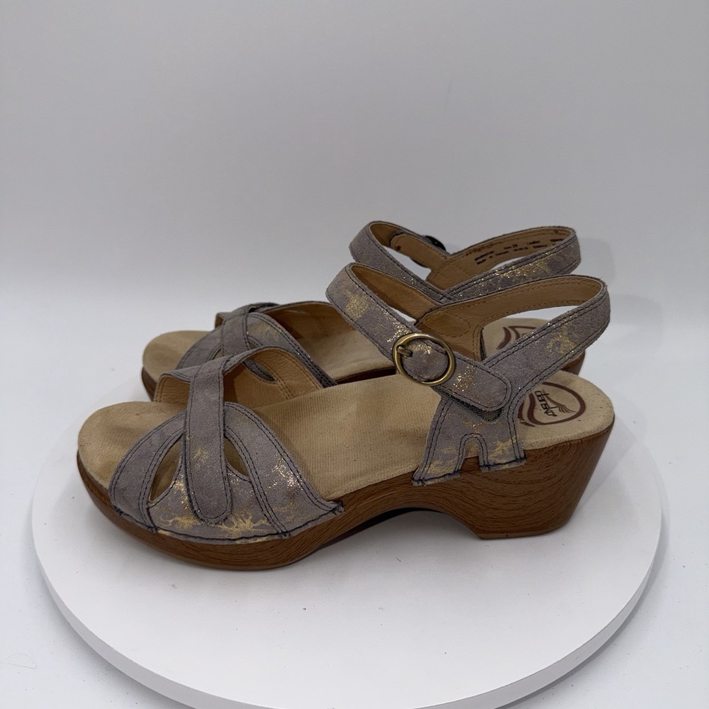 Dansko Season Slingback Sandals Silver Metallic Leather Women's Size 39/9